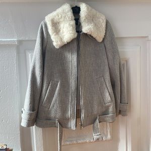 Club Monaco tweed oversized moto jacket.